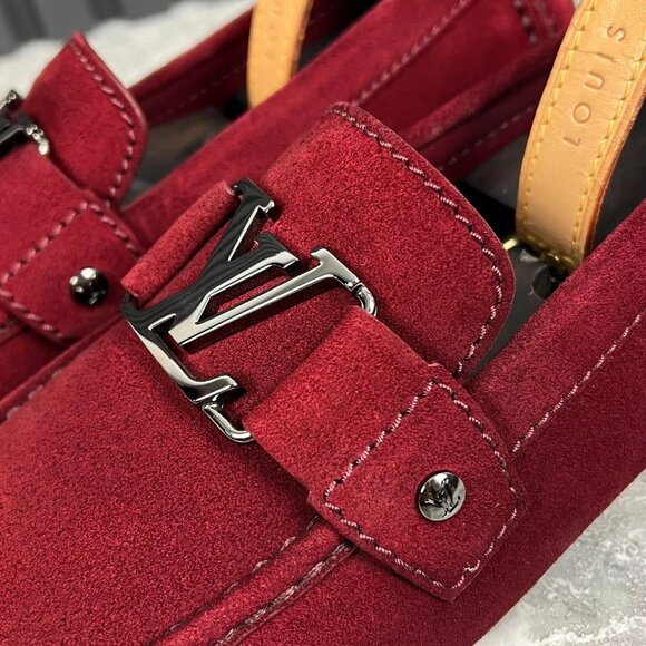 Louis Vuitton Monte Carlo Moccasins Red Suede 7.5 LV or 8.5 US or 41.5 EUR - Picture 11 of 13